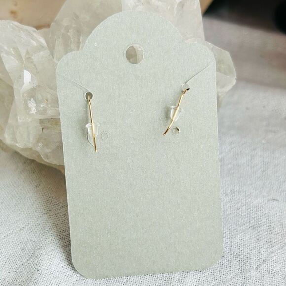 3/$15 Yellow Gold Blue Enamel Wineglass Dangle Earrings - Picture 3 of 4